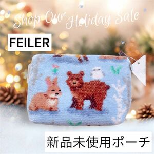 FEILER 新品未使用ポーチ　ウィンターアニマルズ　舟型ポーチ　 メイクポーチ フェイラー