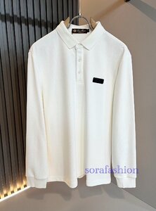 Loro Piana　ロロピアーナ メンズポロシャツ 長袖　Tシャツ トップス カットソー ホワイト 3XLサイズ 紳士服 無地