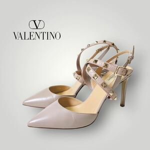 [美品] VALENTINO ヴァレンティノ / スタッズ パンプス ヒール 靴 36 1/2 くすみピンク