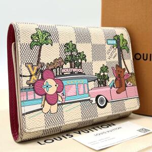 《限定品/美品》小銭入未使用 RFID搭載 LOUIS VUITTON ルイヴィトン ヴィヴィエンヌ 三つ折り財布 ダミエアズール 箱付 カルフォルニアベア