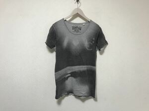 本物ディーゼルDIESELコットンボーダー柄プリント半袖TシャツメンズサーフアメカジミリタリービジネススーツグレーS