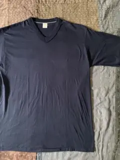 80s NOS sportswear vtg Tシャツ vネック 無地 NAVY