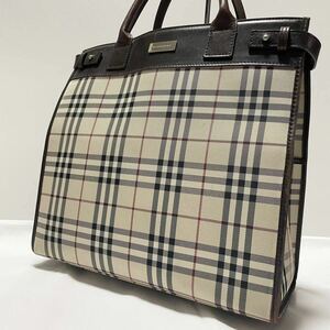 人気 BURBERRY バーバリー ハンドバッグ トートバッグ ノバチェック メンズ レディース 大容量 ビジネス レザー キャンバス A4 ロゴ 1円