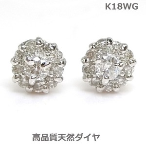 【送料無料】K18WGダイヤ0.16ｃｔフラワーピアス■7469