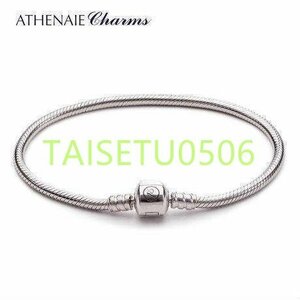 ATHENAIE パンドラ適合 ブレスレット スネークチェーン シルバー925 定番クラスプ 925 Silver CZ Paved Bracelet Fit Pandora