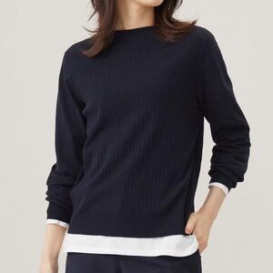 J.PRESS LADIES【洗える】VIGODA ニット 紺11号（Lサイズ）セーター ジェイプレス レディス 新品