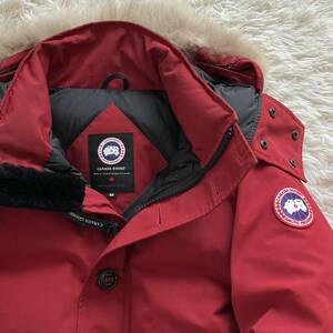 カナダグース ジャスパーパーカー コヨーテファー ダウンジャケット 赤 ロゴワッペン 刺繍ジップ CANADA GOOSE JASPER PARKA メンズ レッド