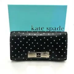 未使用☆kate spade☆ケイトスペード☆長財布☆リボン☆ドット☆レザー☆黒