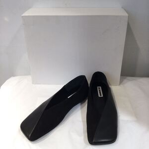 JIL SANDER ジルサンダー バレエシューズ BALLET SHOE J57WZ0001レディース フラットシューズ スクエアトゥ レザー ブラック 24.5cm 676266