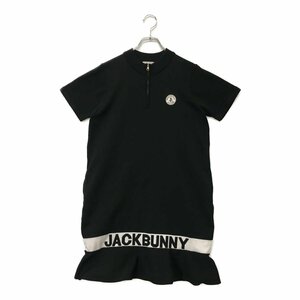 coco★ジャックバニー★パーリーゲイツ★半袖ハーフジップニットワンピース★黒★ブラック★2(L)★中古※レターパックプラス発送可★87128