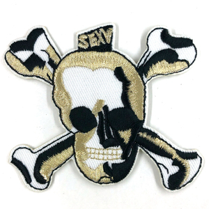 スカルモチーフ パッチ Skull Iron Patch バイカー ワッペン アウトロー 骸骨 髑髏 ドクロ Outlaw Biker