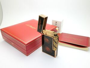 1000円スタート ライター S.T.Dupont デュポン ライン2 ラージ ラメ×ブラック 金箔黒漆 ラインストーン 箱付 着火確認済 喫煙具 WHO L212