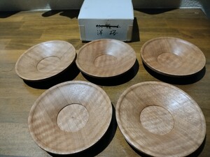 きよし作★洋桜★　ハンドメイド茶托　 木製 五客 煎茶道具　無垢　天然木　自然10