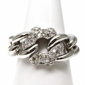 豪華!!◆K18 天然ダイヤモンド チェーンリング◆J 約10.4g 約14号 diamond ring指輪 jewelry ジュエリー FA1/FA1