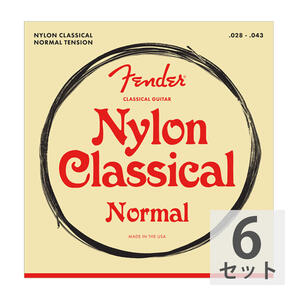 フェンダー Fender Nylon Acoustic Strings 100 Clear/Silver Tie End Gauges 028-043 クラシックギター弦×6セット