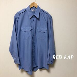 USA製◇RED KAP /IMAGE plus /レッドキャップ メンズ17-34/35 ワークシャツ 長袖シャツ 無地 ミリタリー エポレット アメカジ USA古着