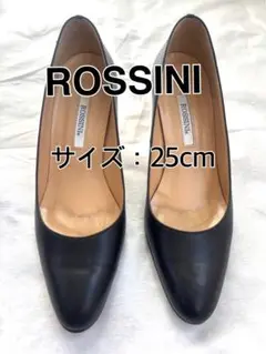 ROSSINI 黒 ポインテッドトゥ ヒール 25cm