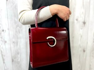 極美品 Cartier カルティエ パンテール ハンドバッグ バッグ レザー ボルドー 79132