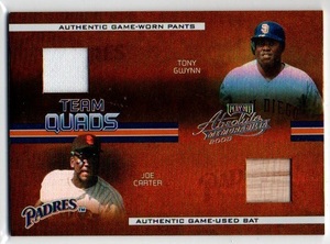 【TONY GWYN/JOE CARTER/TREVOR HOFFMAN/BRIAN LAWRENCE(SD Padres)】05 Absolute Memorabilia Team Quads Swatch Single Spectrum 086/100