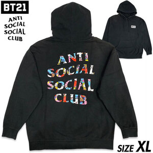 希少■BTS (防弾少年団) BT21 × ASSC ANTI SOCIAL SOCIAL CLUB (アンチソーシャルソーシャルクラブ) スウェットパーカー 黒ブラックXL