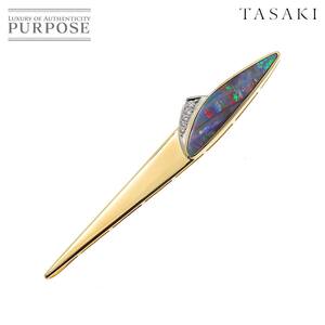 タサキ TASAKI ブラック オパール ダイヤ 0.06ct ブローチ K18 YG Pt イエローゴールド 750 プラチナ 田崎真珠 Brooch 90240902