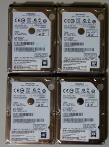 3732 2.5インチ内蔵SATAハードディスク 750GB 日立 HTS547575A9E384 4個まとめて 9.5mm 5400rpm 正常 Mac/Win