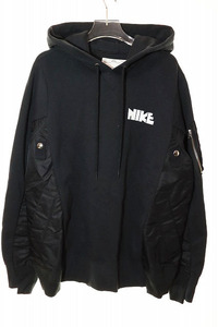 サカイ sacai × NIKE 20AW NRG HOODY BLACK S CW2419-010 コラボ パーカー フーディー ドッキング ロゴプリント 再構築 切替 ブラック 241