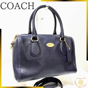 コーチ ミニボストン バッグ ショルダーバッグ 2way レザー 本革 ネイビー 濃紺 COACH ハンドバッグ ボストンバッグ F33329