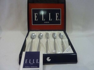 ■K42■未使用■ELLE ミルフィーユカフェセット カフェスプーン5本 カトラリー キッチン用品 エル ティースプーン