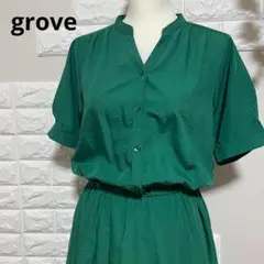 古着✨ grove グローブ ワンピース グリーン レディース M