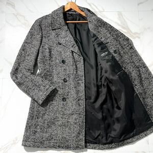 新品未使用◆COMME des GARCONS HOMME DEUX ヘリンボーン ツイード トレンチコート AD2021 グレー ブラック M コムデギャルソンオムドゥ