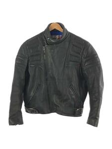 WOLF LEATHERS/シングルライダースジャケット/44/レザー/BLK/無地