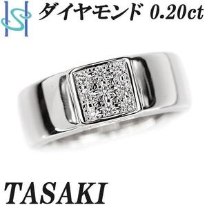 年末大感謝祭【最大40%OFF】タサキ 田崎真珠 ダイヤモンド 0.20ct K18WG スクエア 四角 太め 幅広 TASAKI 送料無料 美品 中古 SH101960