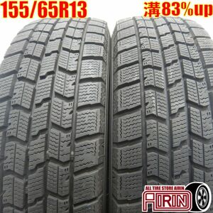 中古タイヤ 155/65r13 スタッドレスタイヤ グッドイヤー アイスナビ 7 2本セット ザッツ ピノ ライフ フレアワゴン 中古 13インチ