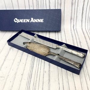 s001 J3(60) Queen Anne 英国製 クイーンアン シルバープレート ケーキサーバー ＆ ケーキナイフ セット ケース入り