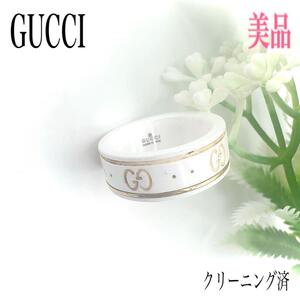 GUCCI グッチ リング 指輪 アイコンリング 表記サイズ9（8号程度 ）ホワイトジルコニア×ゴールド K18 Au750 ホワイト系 