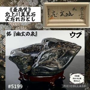 【不粋庵/月水 木土風】 水石 盆栽 《最高質》北上川真黒石 ウブ 湖沼石 よだれおとし 『幽玄の泉』横15(cm) 1.28kg 骨董盆石鑑賞石5199