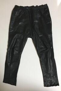 RIPVANWINKLE SOLID LEATHER JERSEY PANTS 3 BLACK リップヴァンウィンクル ソリッド レザー イージー パンツ 革 サルエル ブラック 黒