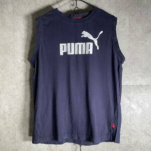 PUMA プーマ オールド 90s タンクトップ ノースリーブカットソー ネイビー ゴルフウェア スポーツウェア