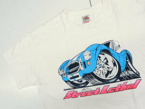 90S 00S OLD FORD SHELBY COBRA 427 TEE USA製生地 フォード シェルビー コブラ プリント 半袖 Tシャツ Mサイズ MEDIUM 白 ホワイト