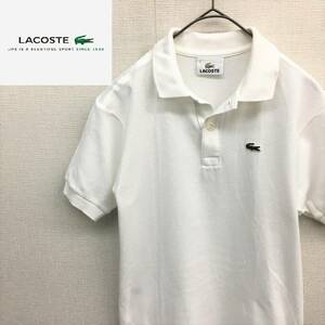 EZ2746●フランス企画 LACOSTE 鹿の子 ポロシャツ●12●ホワイト 半袖 レディース トップス ロゴ ワンポイント ラコステ