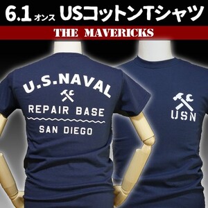 Tシャツ XS メンズ 半袖 ミリタリー アメカジ 米海軍 REPAIR BASE モデル MAVERICKS ブランド ネイビー 紺