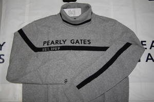 ★正規品★パーリーゲイツ PEARLY GATES★大人気 カシミヤタッチ天竺 タートルネックニット★抗菌防臭★ソフト★杢グレー★6(LL)