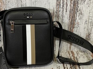 HUGO BOSS　ボス　 ショルダーバッグ　サコッシュ　オールレザー　ブラック　