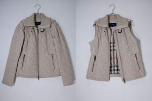 BURBERRY LONDON/バーバリー ロンドン 裏地ビッグチェック リブカラー2WAYミリタリーキルティング中綿ジャケット [LJKA76843]