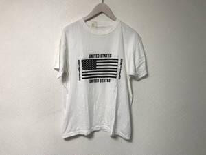 本物NハリウッドN.HOOLYWOODアメリカ国旗プリントコットン半袖Tシャツインナービジネスメンズ白ホワイト38M日本製Nハリエヌハリ