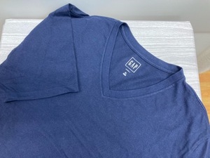 大きいサイズ　半袖Ｔシャツ　Ｖネック　天竺　ＸＬ　紺　ＧＡＰ★未使用格安！　