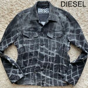 幻の希少モデル/未使用級/DIESEL ディーゼル デニムジャケット 格子柄 総柄 Gジャン ジージャン ジャケット ジャージ ストレッチ M相当