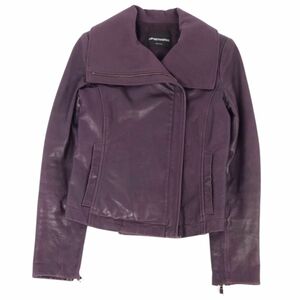 美品 エンポリオアルマーニ EMPORIO ARMANI ジャケット レザージャケット ジップアップ アウター レディース 38パープル cf04on-rm11e27341