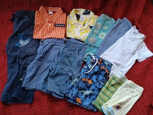 古着◆ 子供服男の子 11点 ◆GAP/オールドネイビー/水着/Tシャツ/シャツ/ハーフパンツ/80.90.95サイズ/キッズ/まとめ/恐竜水着/プチバトー